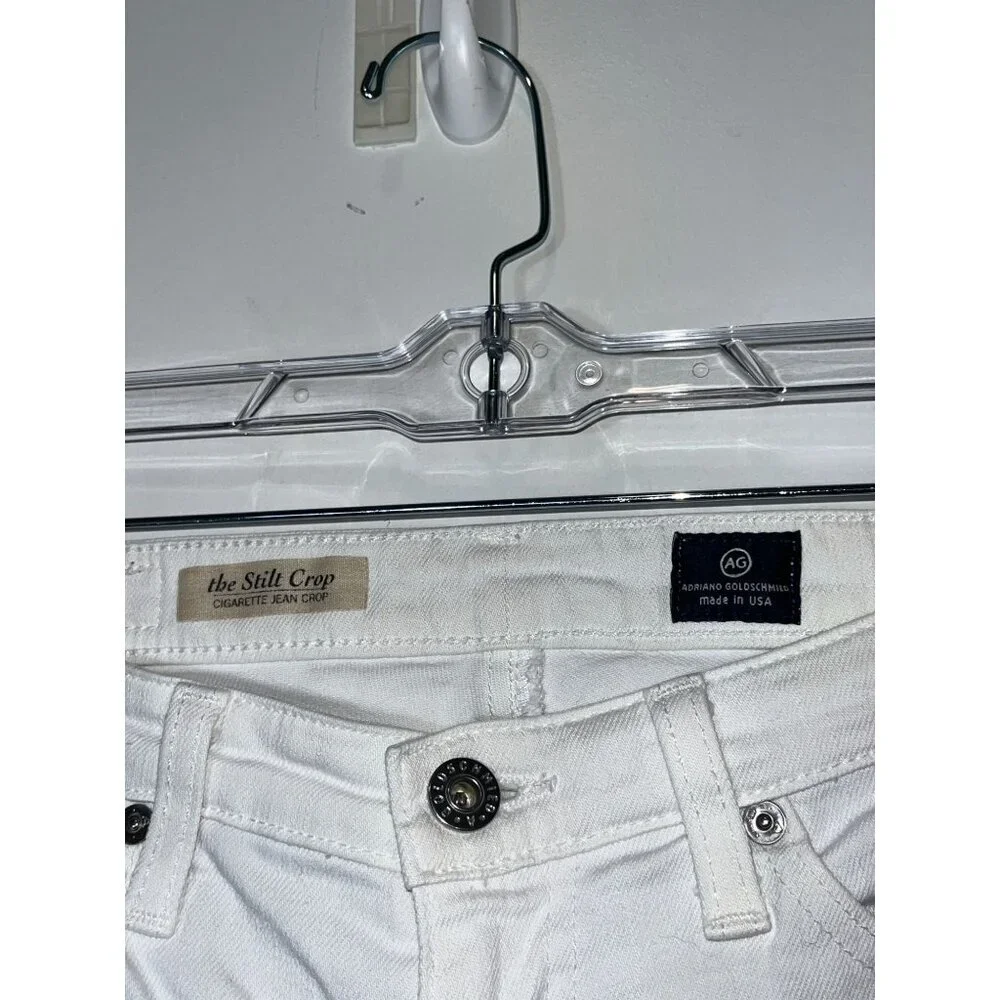 AG Adriano Goldschmied The Stilt Cigarette Jean Crop White Jeans Size 27 Womens